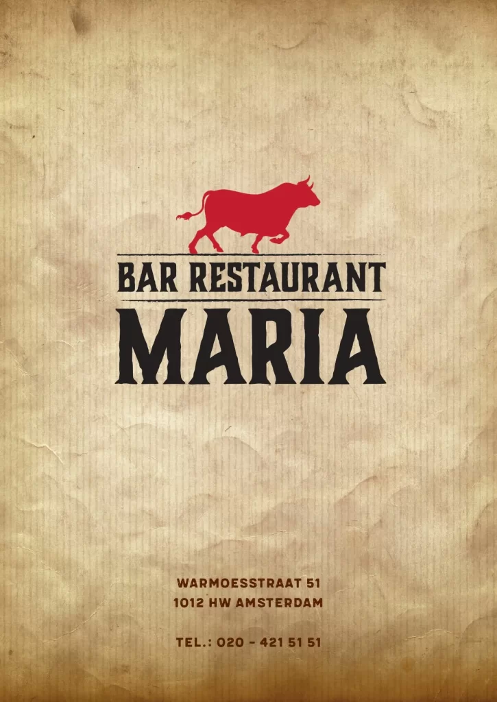 Menukaart Steakhouse La Maria